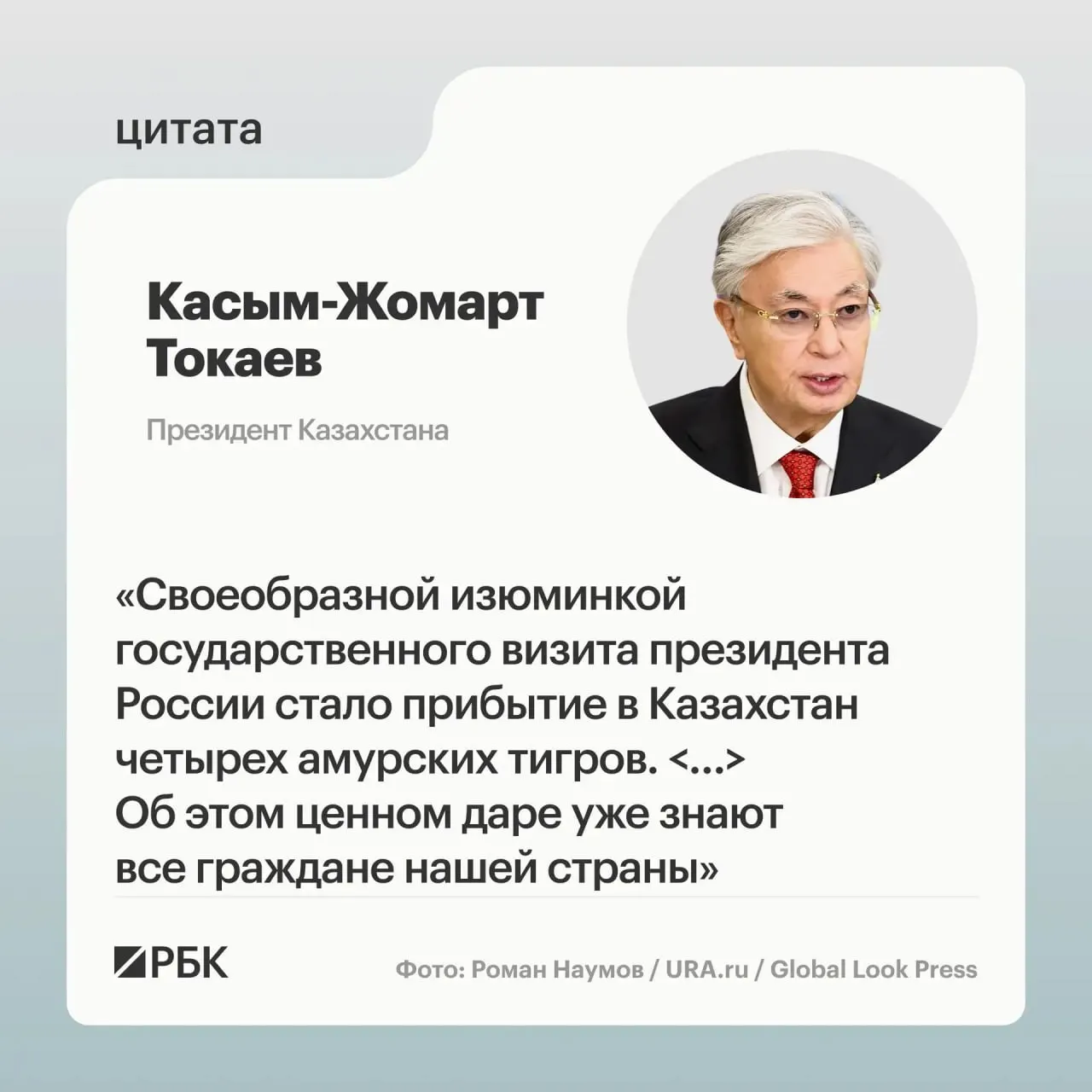 Российская сторона показала президентам России и Казахстана презентацию о семье амурских тигров, которые были переданы Астане в ответ на просьбу Казахстана помочь в восстановлении вида.