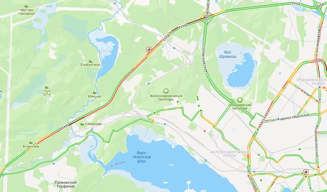 На Екатеринбургской кольцевой автодороге из-за дорожно-транспортного происшествия скопился затор длиной около 12 км. Подробности уточняют в Госавтоинспекции.